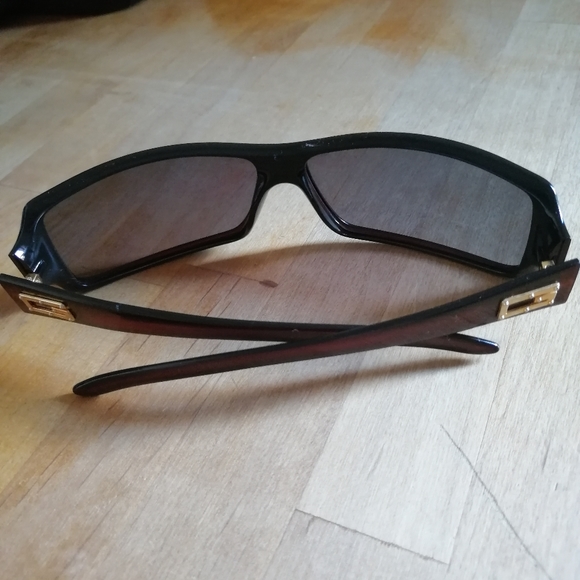 Gucci 1998 Vintage Sunglasses Dark Red Gold Grey Rectangle Wrap Gg 2515/S 9c7 - Picture 7 of 8
